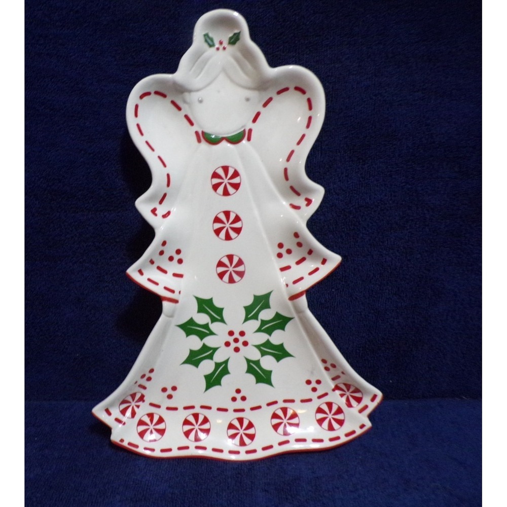Temptations Christmas Angel Cookie Tray Cream Green Red Spec EditionPPPHLD548777